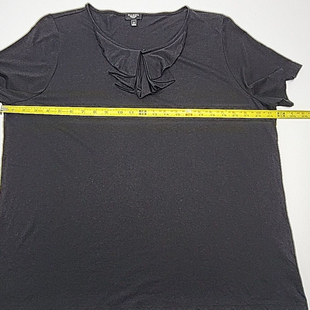 Talbots Shirt T-Shirt Knit Black Short Sleeve Top Plus Sz 2X Cotton Modal Ruffle - Picture 8 of 11